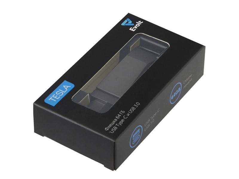Флешка 64 ГБ USB Type-C и USB 3.0 Тесла