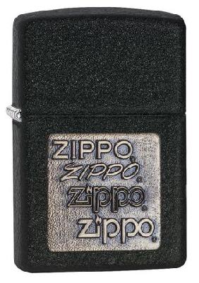 Зажигалка ZIPPO Logo с покрытием Black Crackle™, латунь, овая, 38x13x57 мм