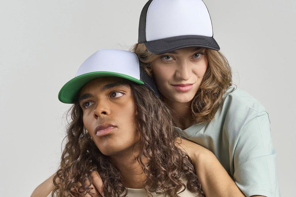 Бейсболка "RAPPER-S", 5 клиньев, пласт. заст, белый/жёлтый,100% переработанный полиэстер, 80 г/м2