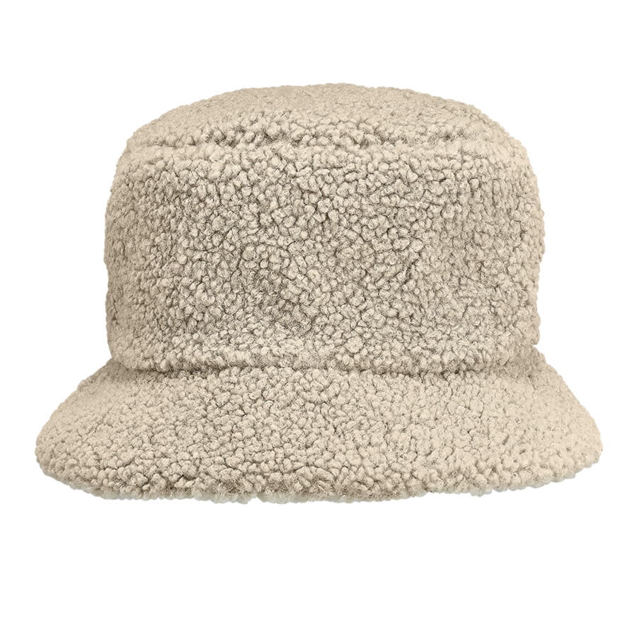 Панама женская BUCKET 2IN1, т.сер./бежевый ,M/L,100% полиэстер, подкл шерпа 100% полиэстер, 420 г/м2