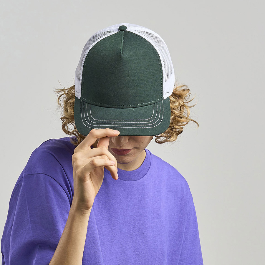 Бейсболка "RAPPER CANVAS", 5 клиньев, серый/черный, пласт.заст, 100% хлопок,100% полиэстер, 260 г/м2