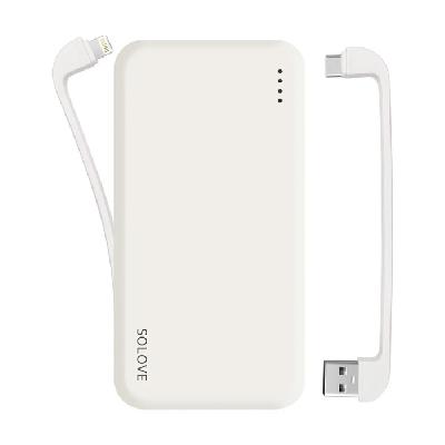 ПЗУ Solove W7 со встроенными кабелями Type-C и Lightning