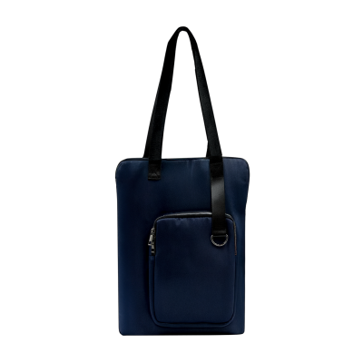 Шоппер Superbag Pocket, с внутренним креплением-карабин и чехлом для мелочей (темно-синий с черным)