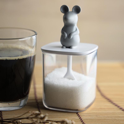 Банка для сыпучих продуктов lucky mouse seasoning с ложкой, 250 мл