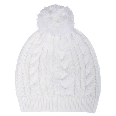 Шапка  "Irish" с помпоном, белый, 100% акрил