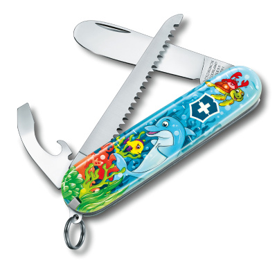 Набор для детей VICTORINOX "Дельфин": перочинный нож 84 мм, шнурок на шею, книгараскраска