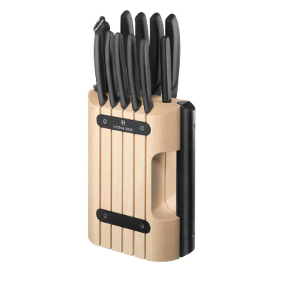 Набор из 11 кухонных ножей VICTORINOX,  рукоять, в подставке из бука высотой 35,5 см