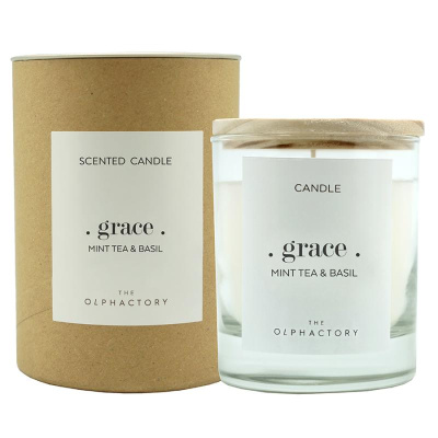 Свеча ароматическая the olphactory, grace,  tea&basil, 40 ч