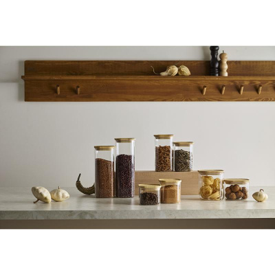 Банка для хранения квадратная glass bamboo, 600 мл